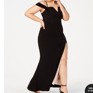 Trendy Plus Size Off-The-Shoulder Slit Gown